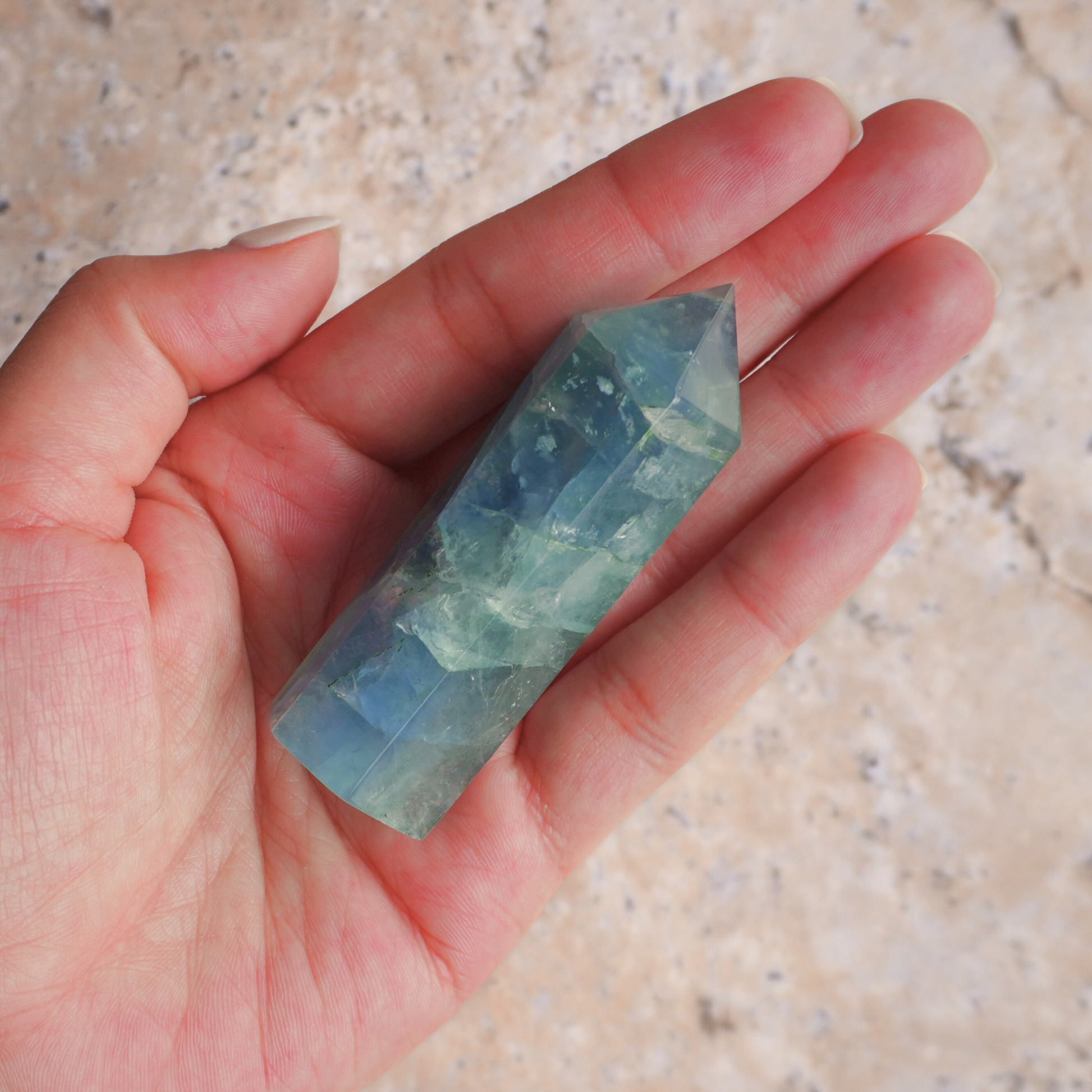 Fluorite healing tower for workspaces and study areas to enhance focus and eliminate mental fog.