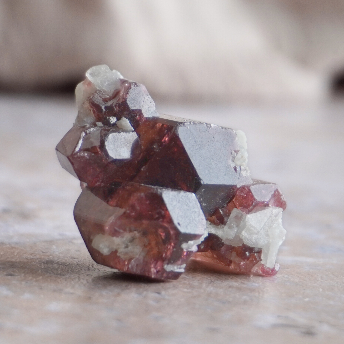 Deep red and white Liddicoatite Tourmaline cluster, ideal for activating the Third Eye and Crown Chakras.