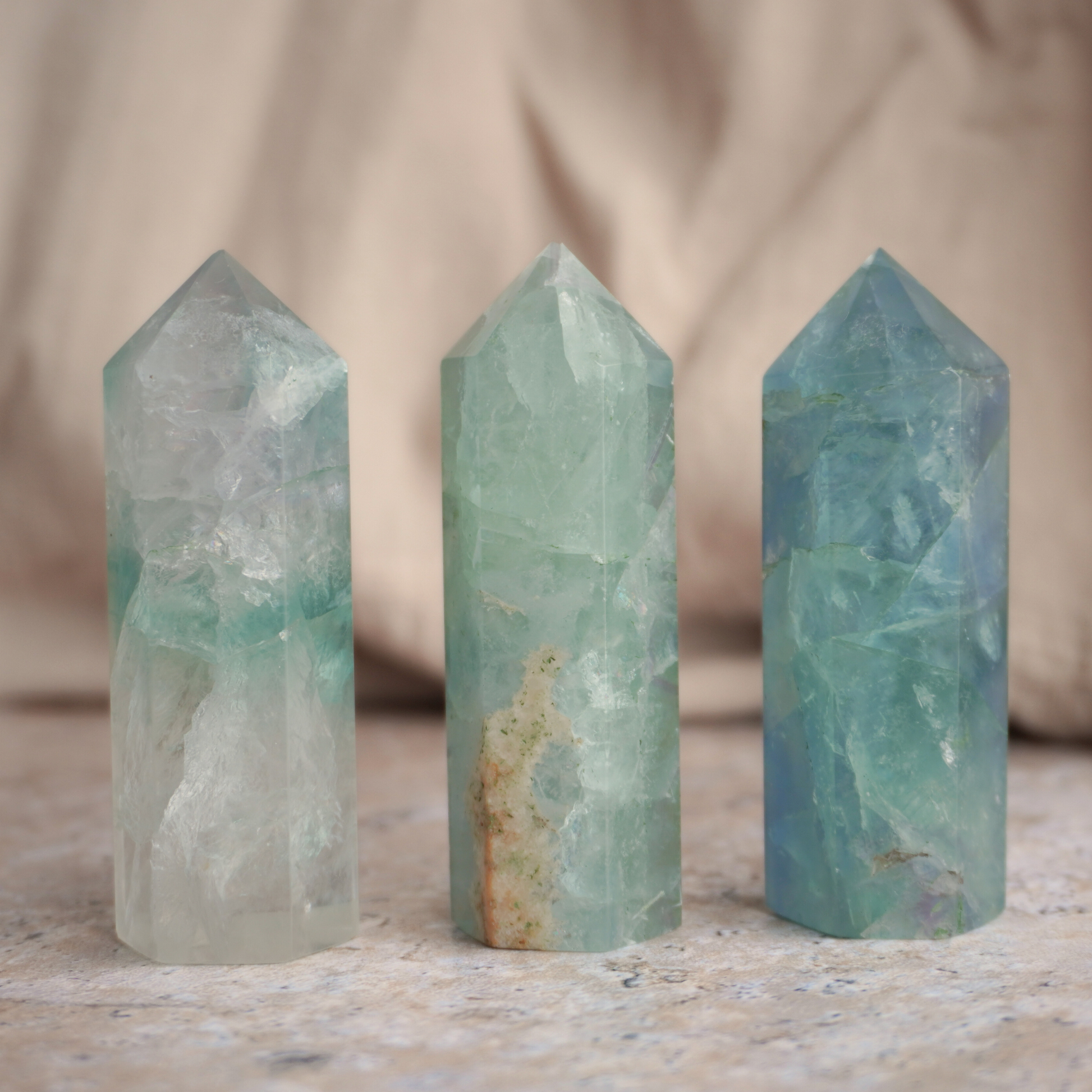 Fluorite tower for grounding energy, enhancing decision-making, and promoting emotional balance.