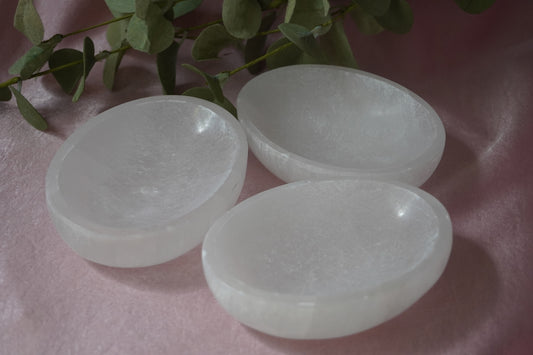 Oval Selenite Bowl (Satin Spar): Cleansing and Clarity