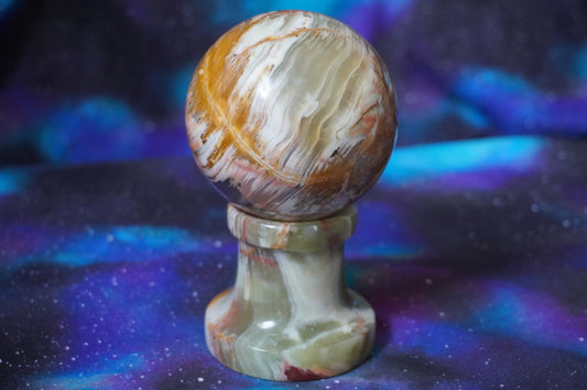 Green Onyx Sphere with Stand: Harmony and Strength