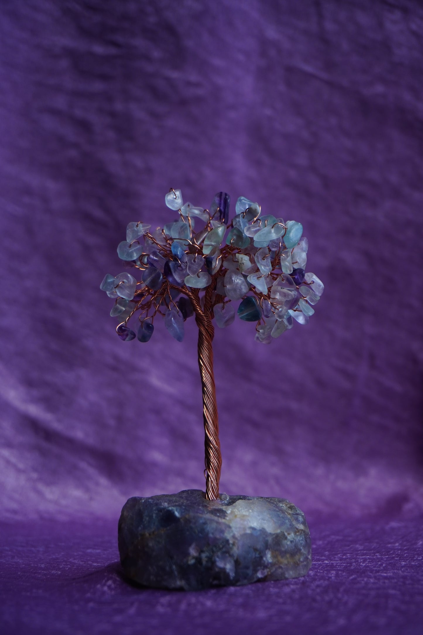 Vibrant Fluorite Crystal Tree: Handcrafted with Copper Wire Brilliance!