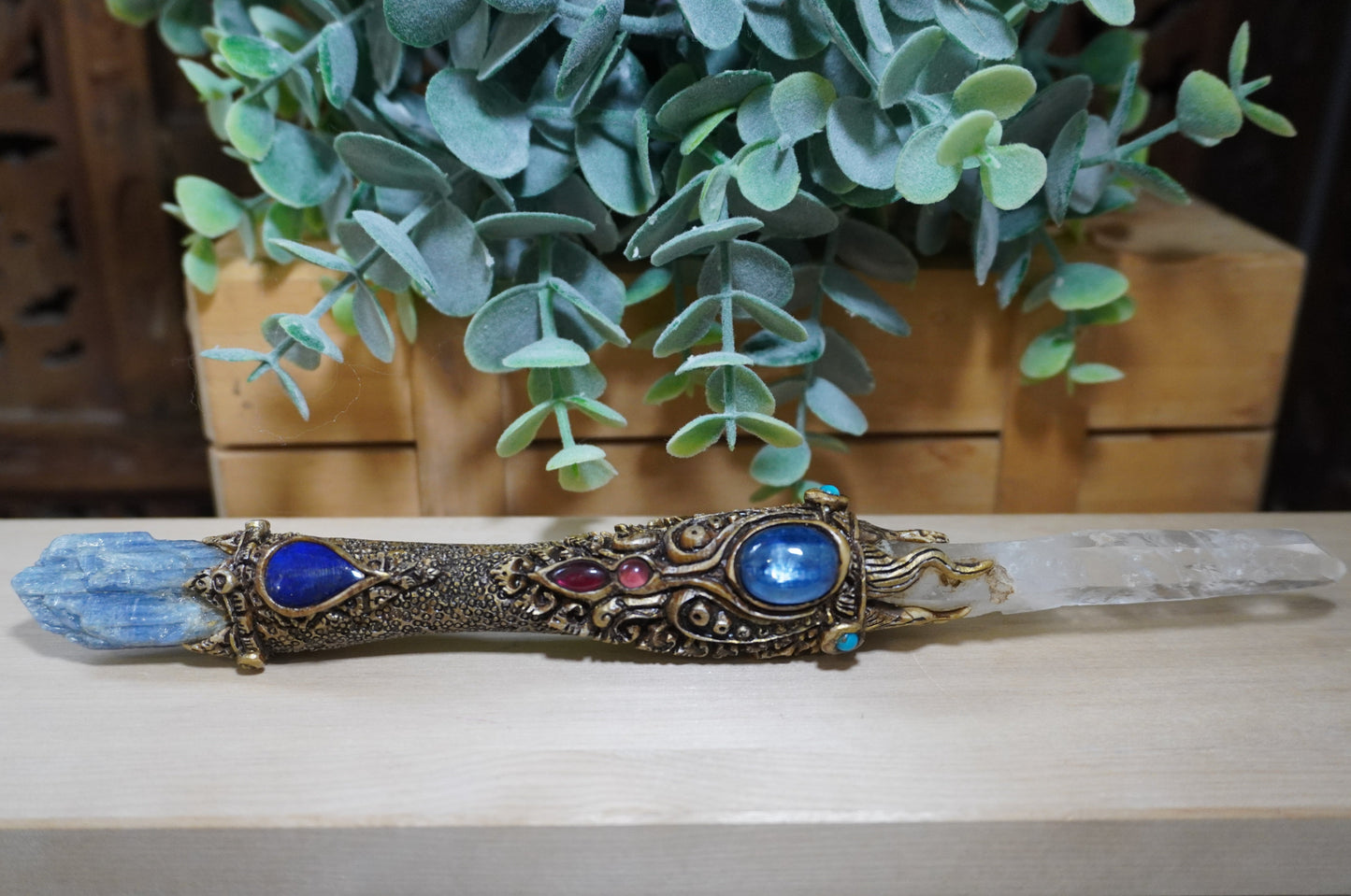 Unlocking the Power Within: Bali's Garnet, Kyanite, Turquoise, Lapis Lazuli, and Clear Quartz Wand