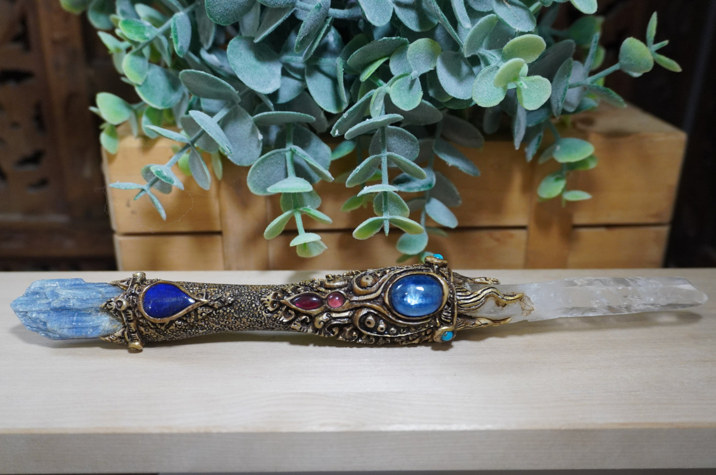 Unlocking the Power Within: Bali's Garnet, Kyanite, Turquoise, Lapis Lazuli, and Clear Quartz Wand