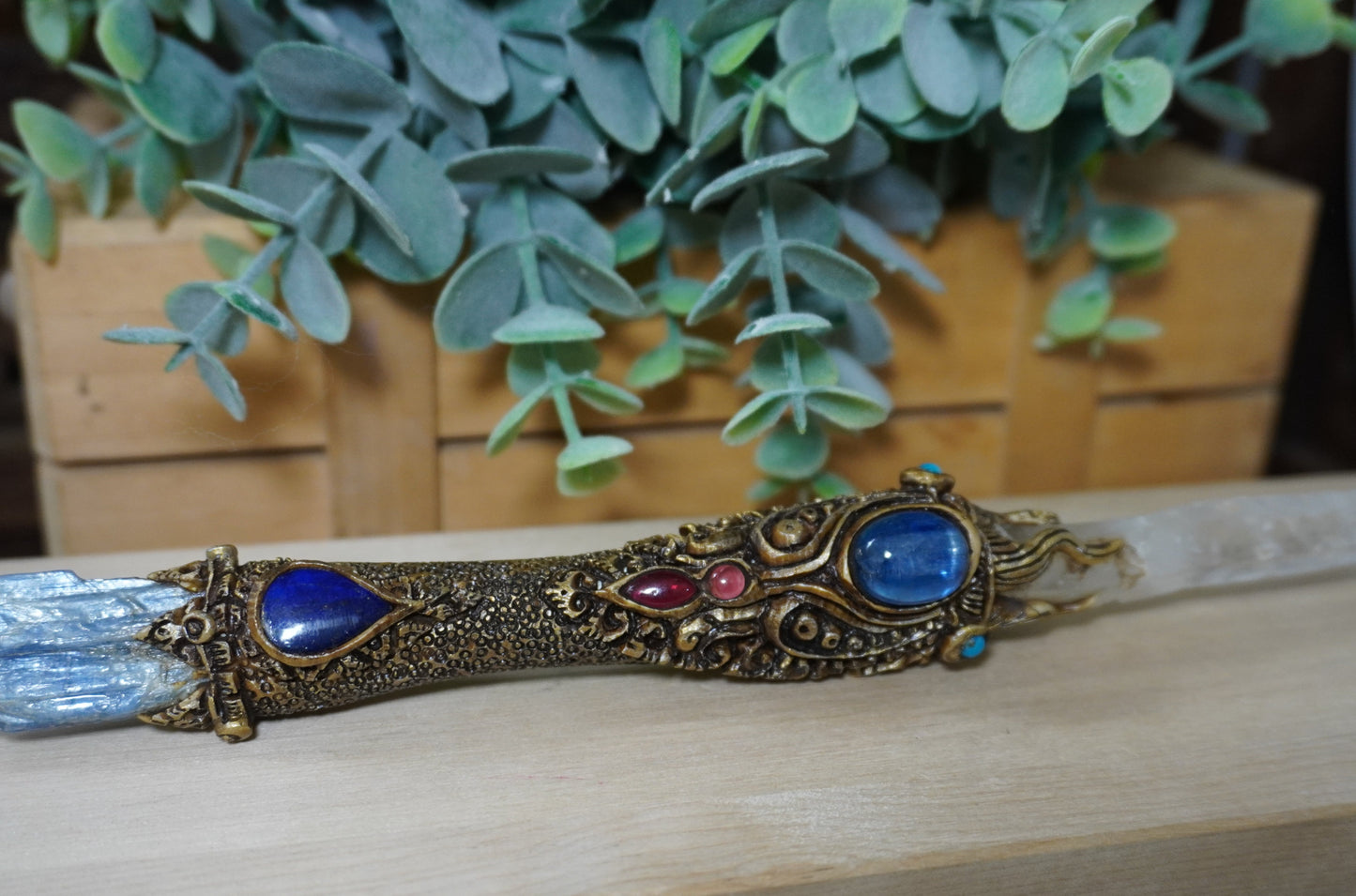 Unlocking the Power Within: Bali's Garnet, Kyanite, Turquoise, Lapis Lazuli, and Clear Quartz Wand