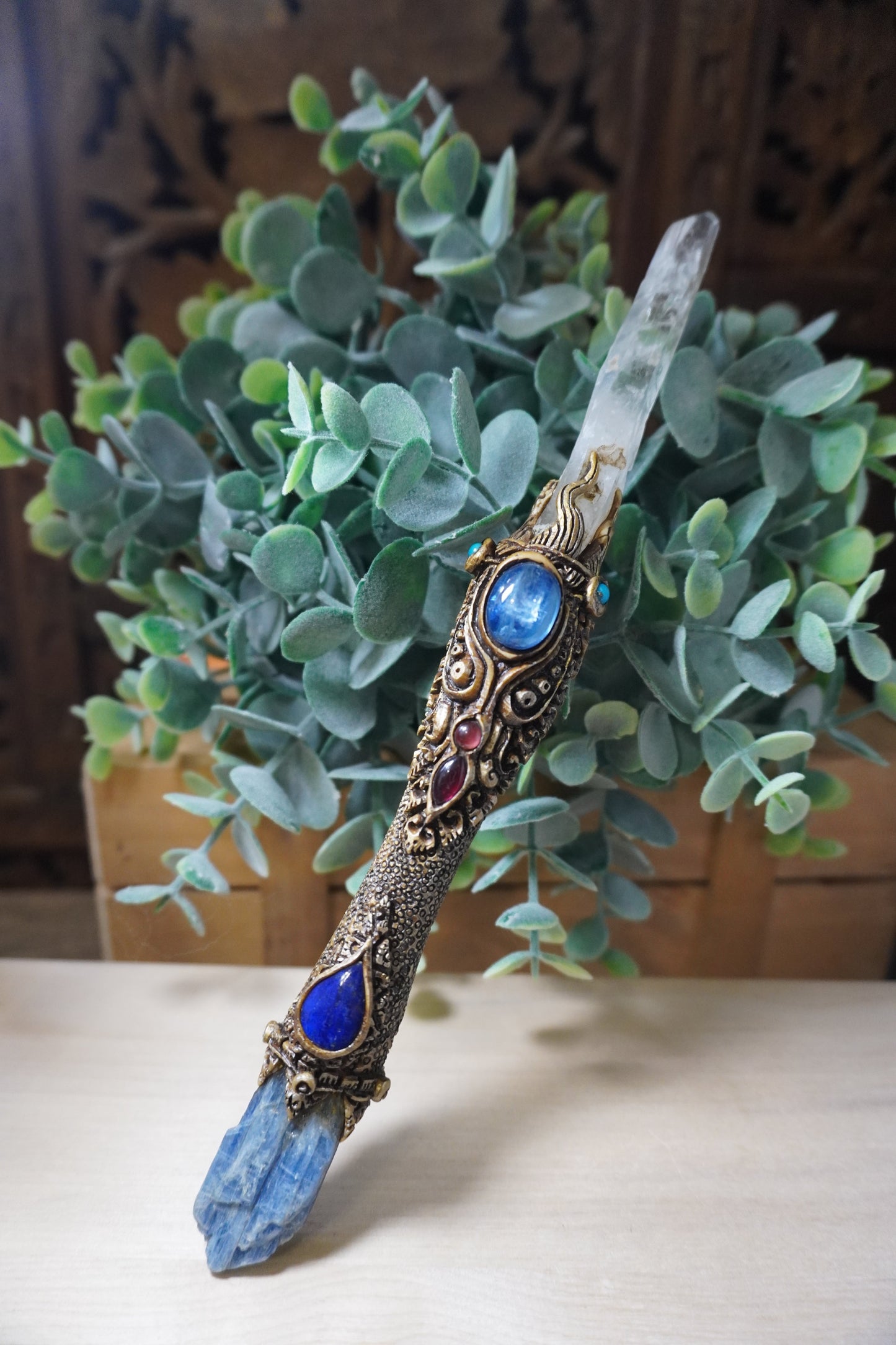 Unlocking the Power Within: Bali's Garnet, Kyanite, Turquoise, Lapis Lazuli, and Clear Quartz Wand