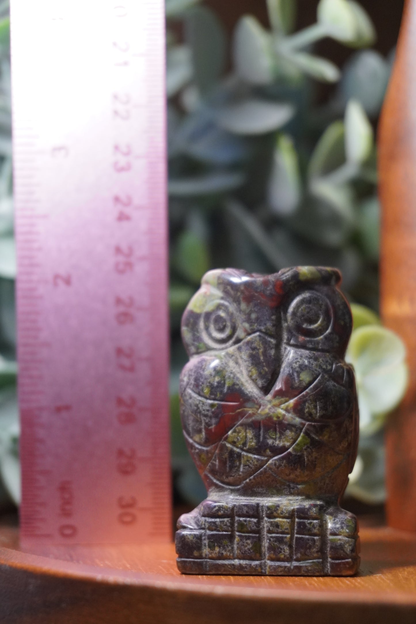 Bloodstone or Crazy Lace Agate Owl Carving: Healing, Protection, Joy, and Stability