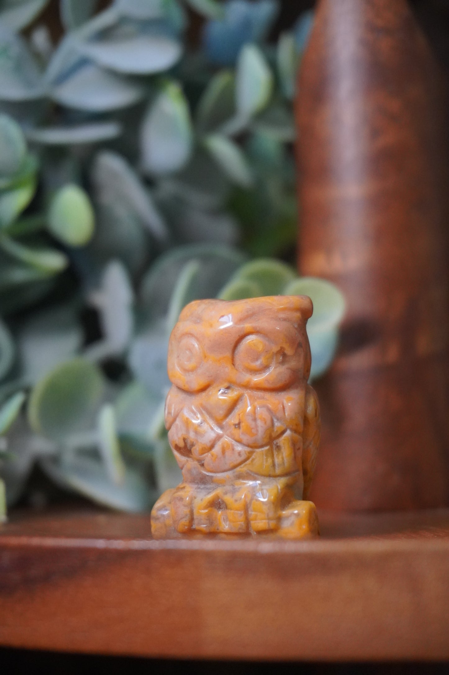 Bloodstone or Crazy Lace Agate Owl Carving: Healing, Protection, Joy, and Stability