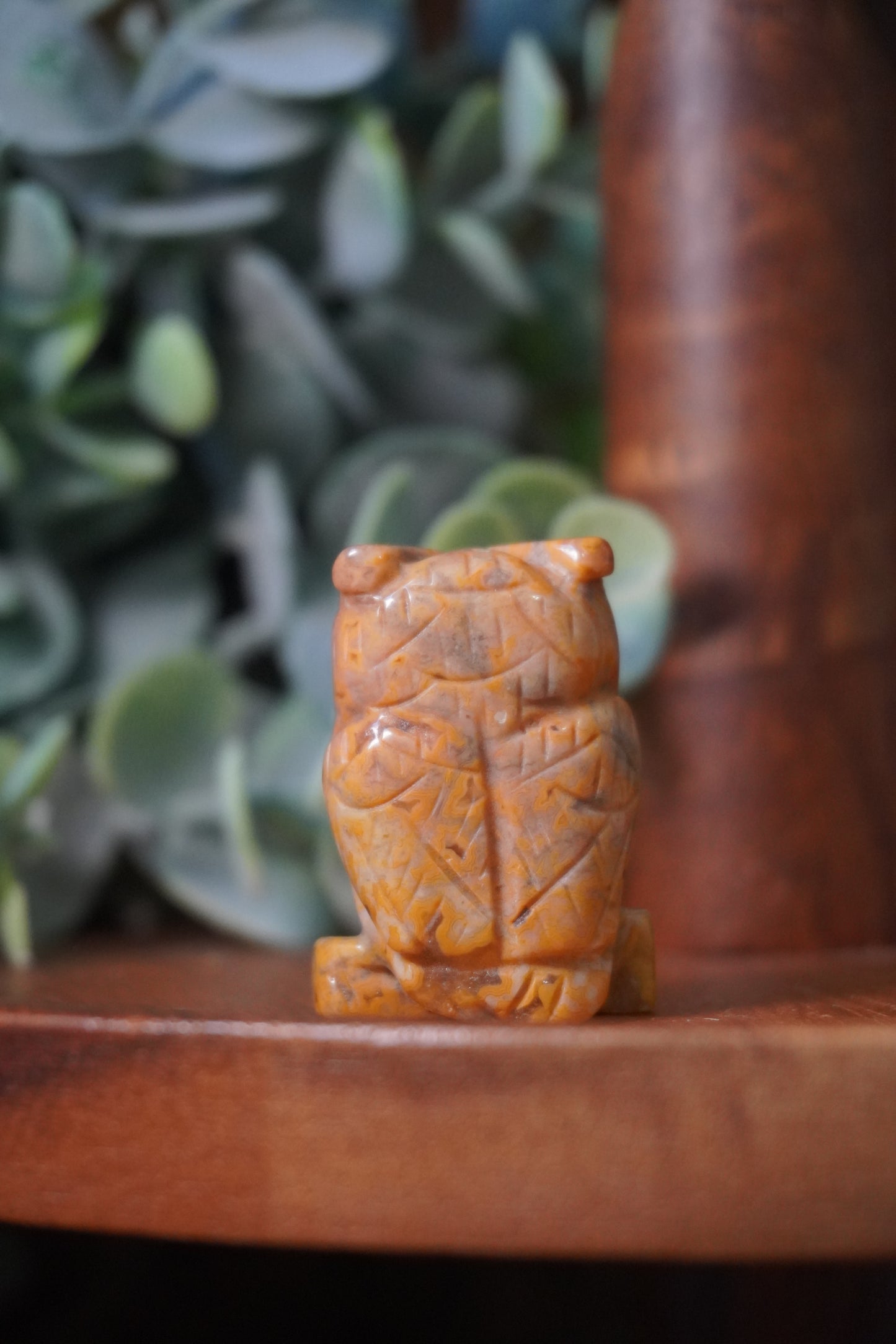 Bloodstone or Crazy Lace Agate Owl Carving: Healing, Protection, Joy, and Stability