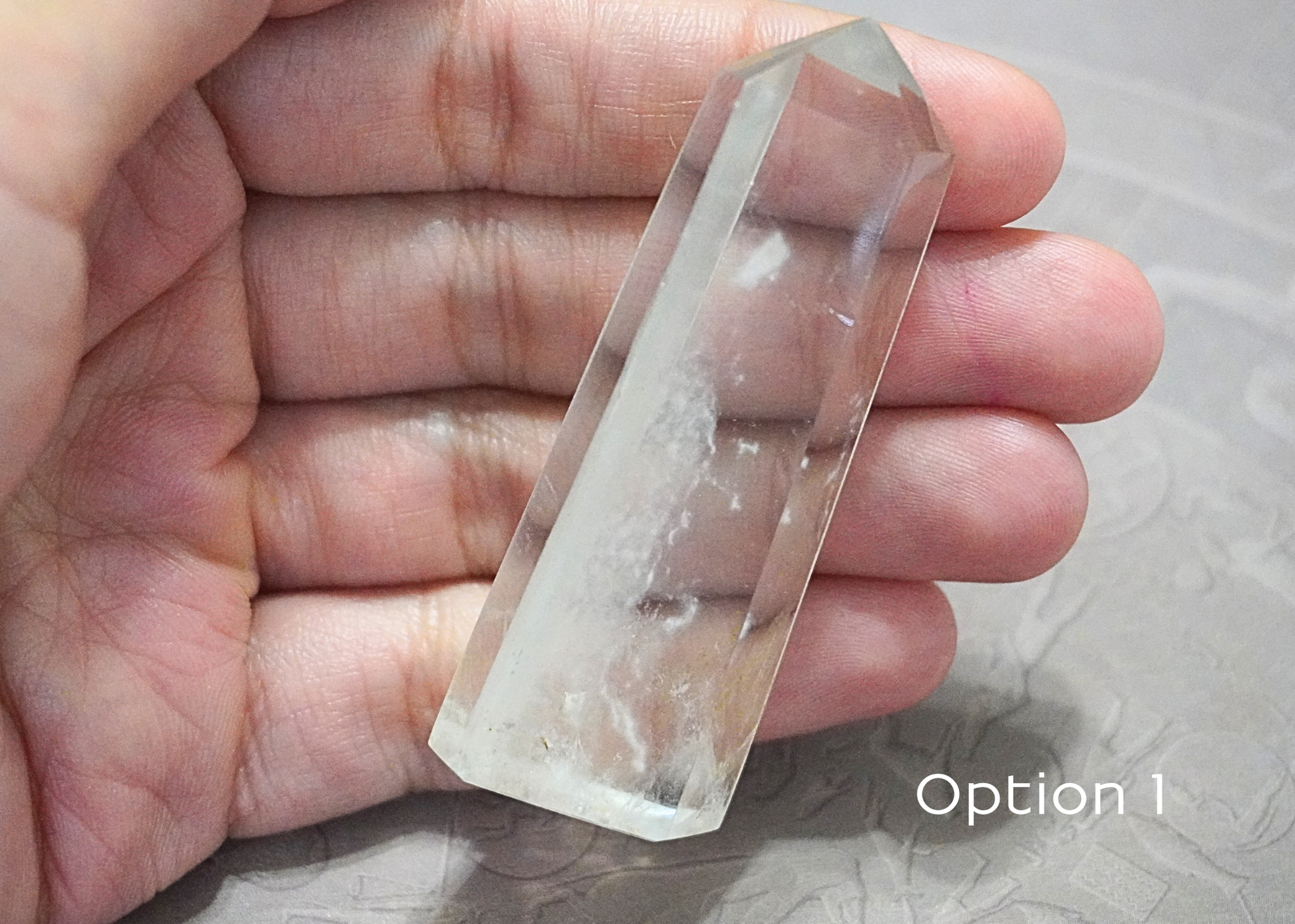 Clear Quartz Tower crystal used as an energy amplifier for meditation and spiritual practices.