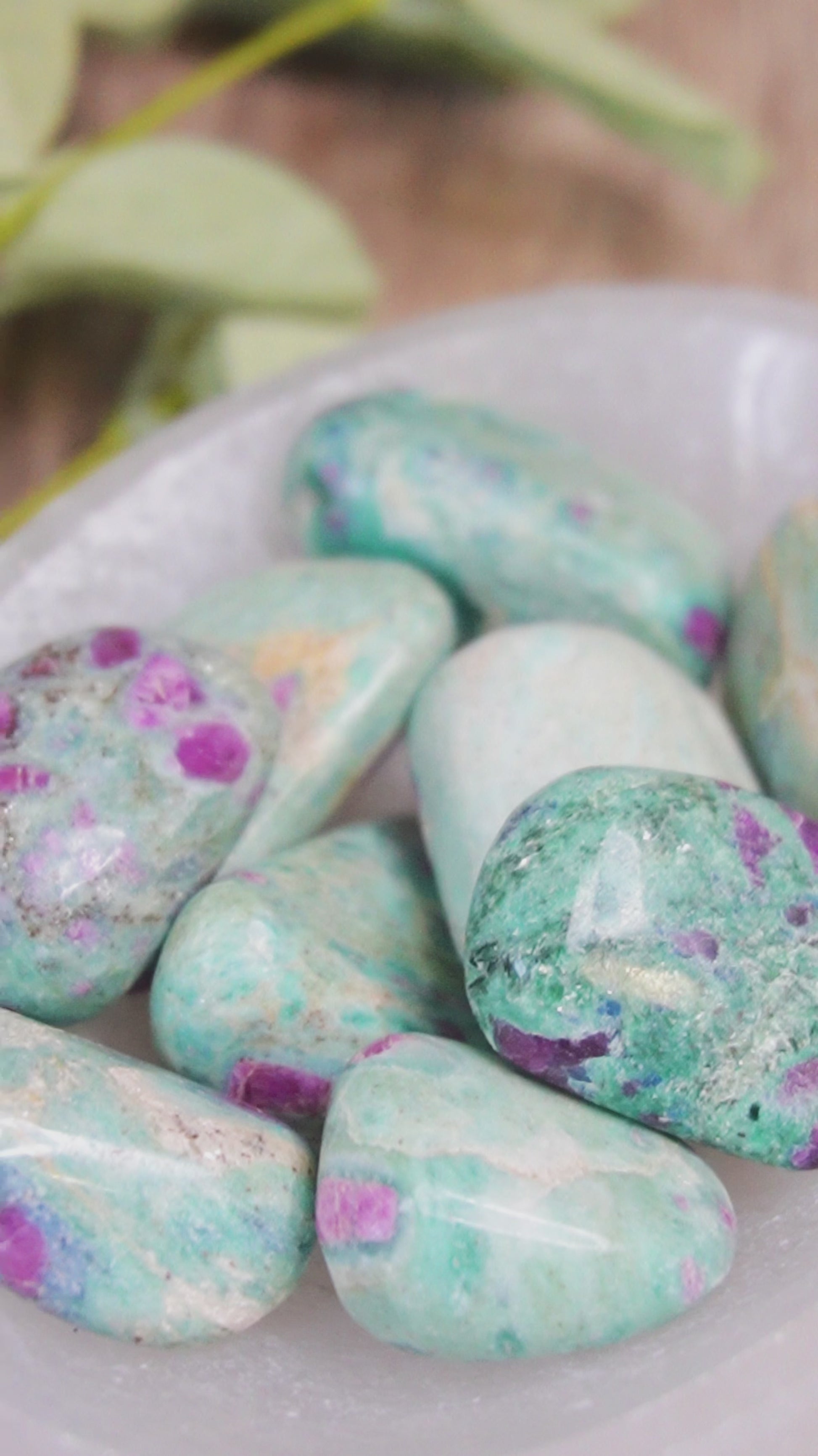 Ruby Fuchsite: a blend of Ruby and Fuchsite minerals