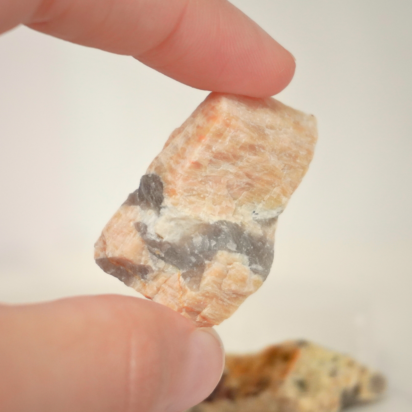 Zebradorite stones held in hand, showing the size and texture of each piece.