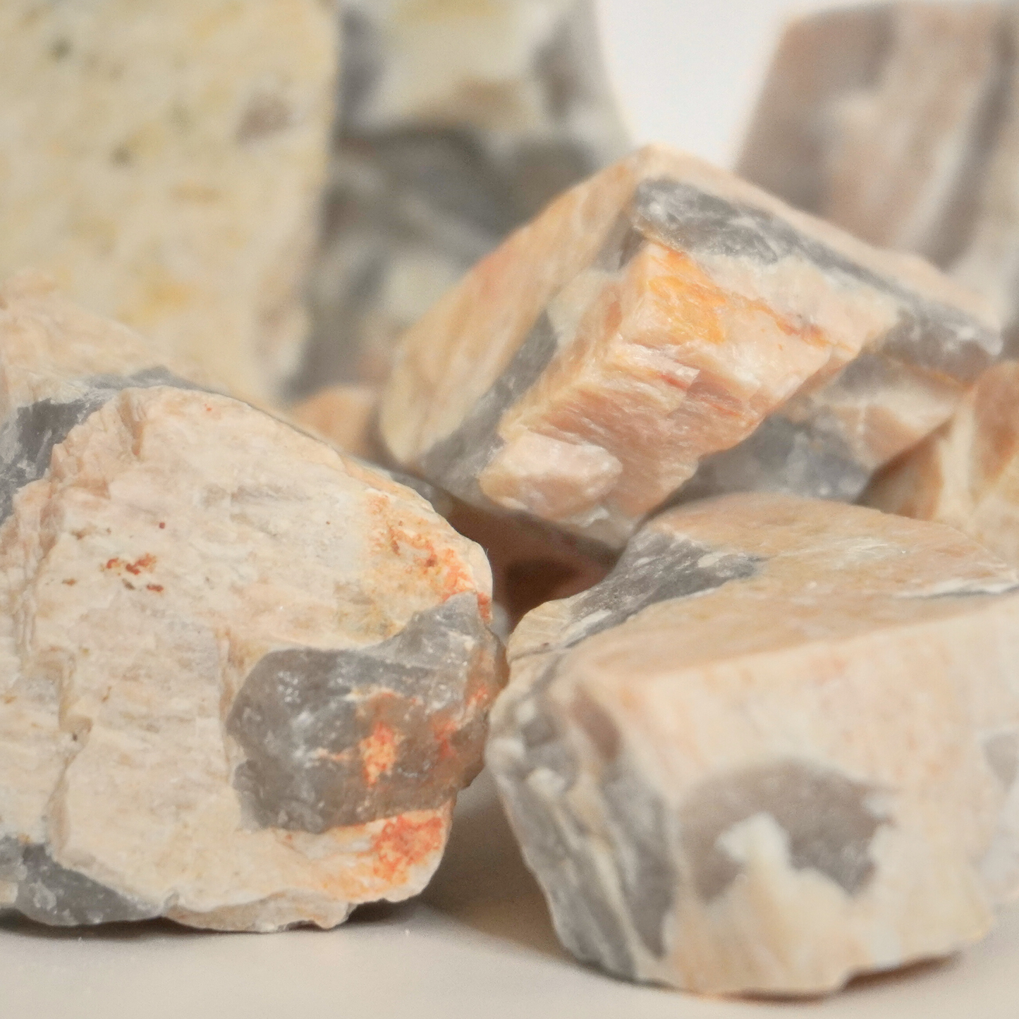 Close-up of a raw Zebradorite stone highlighting its natural texture and patterns