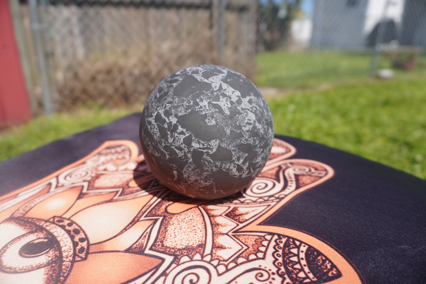 Shungite Sphere with Quartz to Filter Negative Emotions