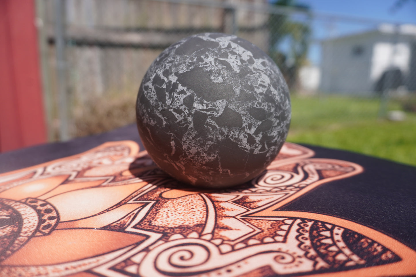 Shungite Sphere with Quartz to Filter Negative Emotions