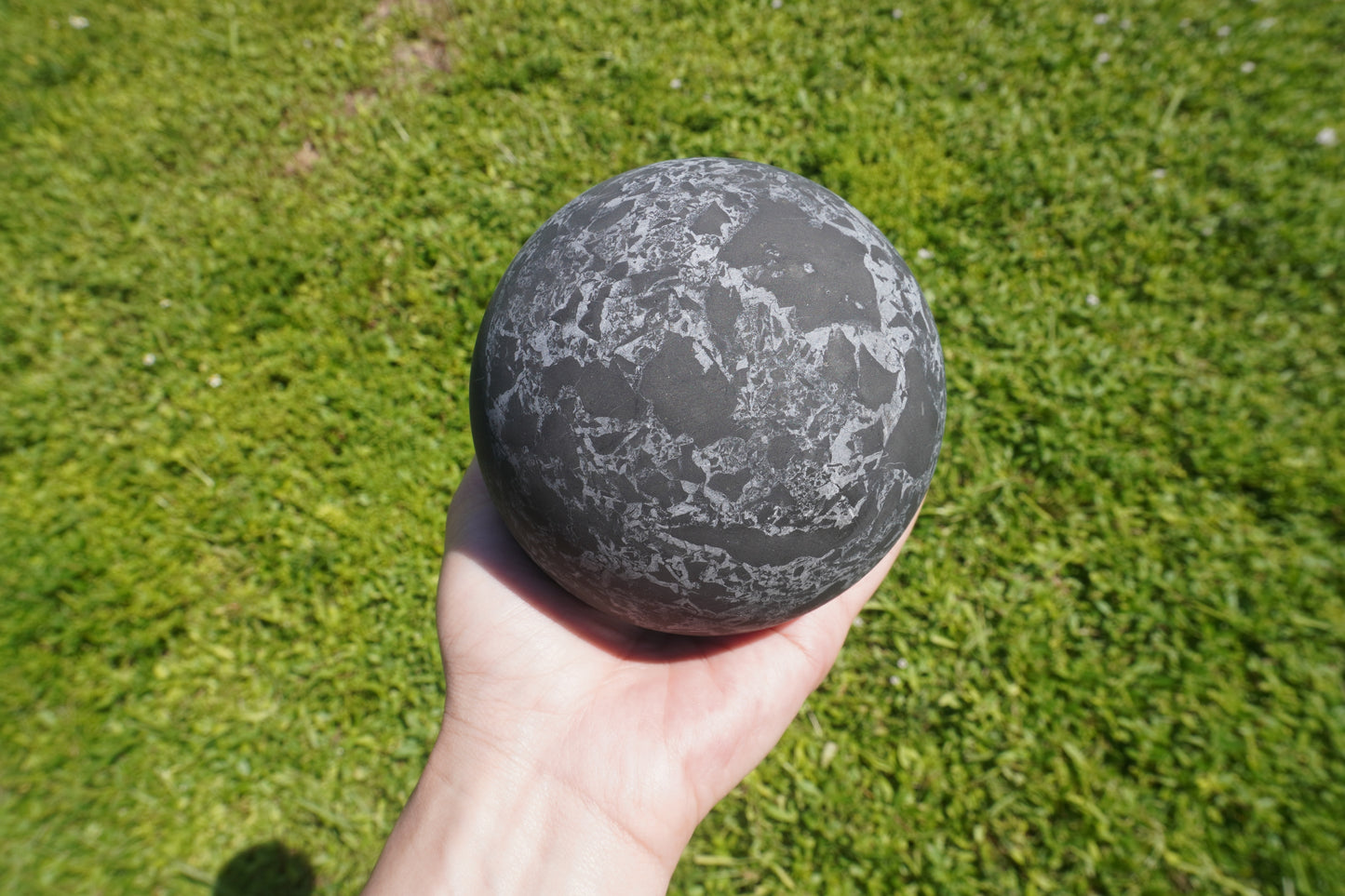 Shungite Sphere with Quartz to Filter Negative Emotions